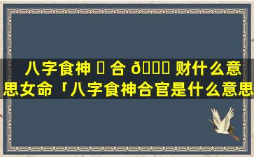 八字食神 ☘ 合 🐒 财什么意思女命「八字食神合官是什么意思」
